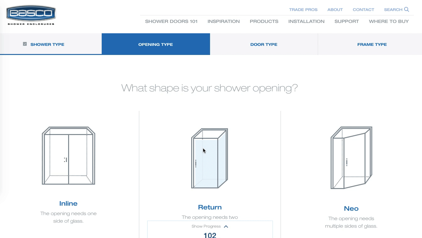Basco shower door finder